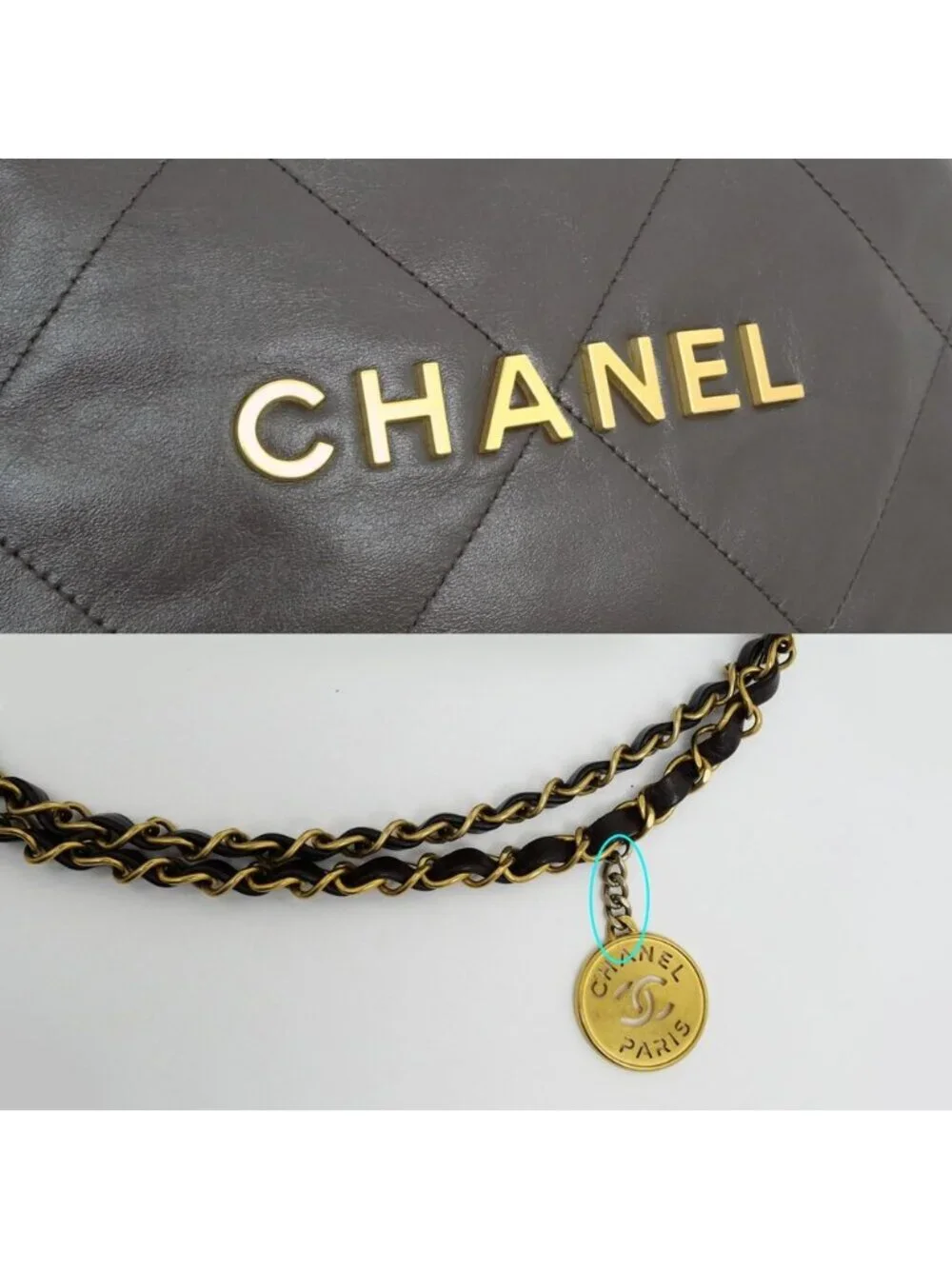 Chanel 22 Small Handbag Bordeaux GL Calfskin Chain With Shoulder Pouch Purple